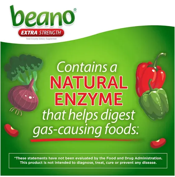 Beano Extra Strength, Gas Prevention & Digestive Enzyme Supplement, 100 Count