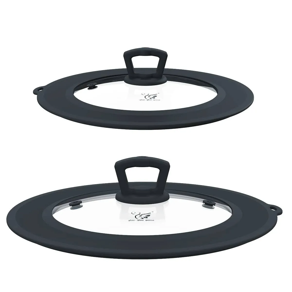 Set of 2 Vented Tempered Glass Universal Lid for Pot Pan Skillet with Heat Re...