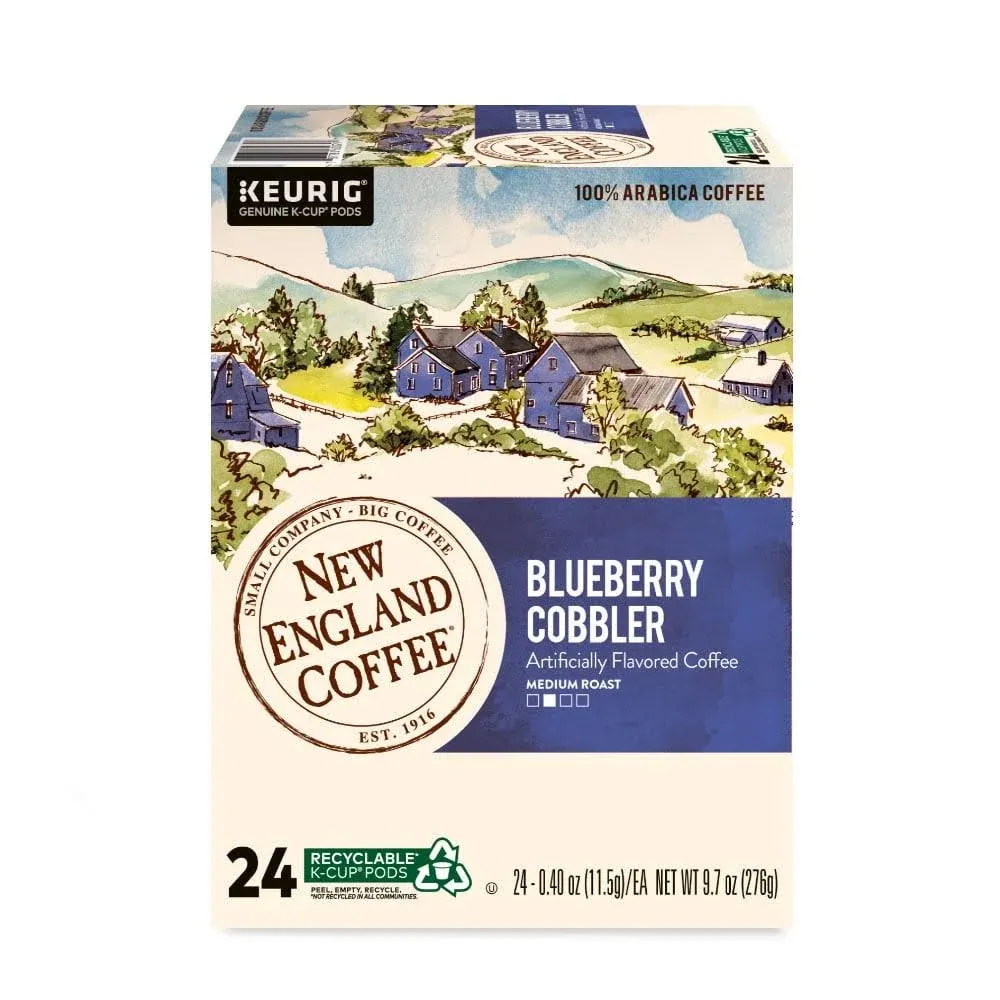 New England Coffee Blueberry Cobbler Medium Roast Keurig Coffee Pods, 24 Ct