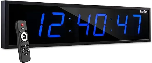 Ivation 36 in. Large Digital Wall Clock LED Digital Clock with Timer and Alarm - Blue