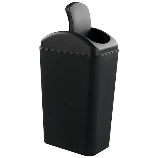 Uumitty 3.5 Gallon Plastic Trash Can, Swing Top Garbage Can, Black, 1 Pack