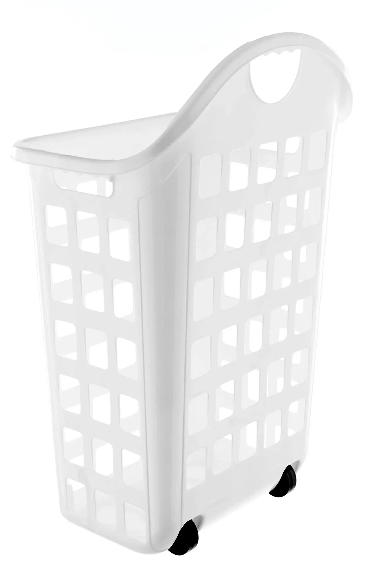 United Solutions Rolling Hamper with Built-In Handle, Two Bushel Capacity Holds 3 Loads of Laundry, Smooth-Gliding Thermo-Rubber Wheels, White, Ventilated Design