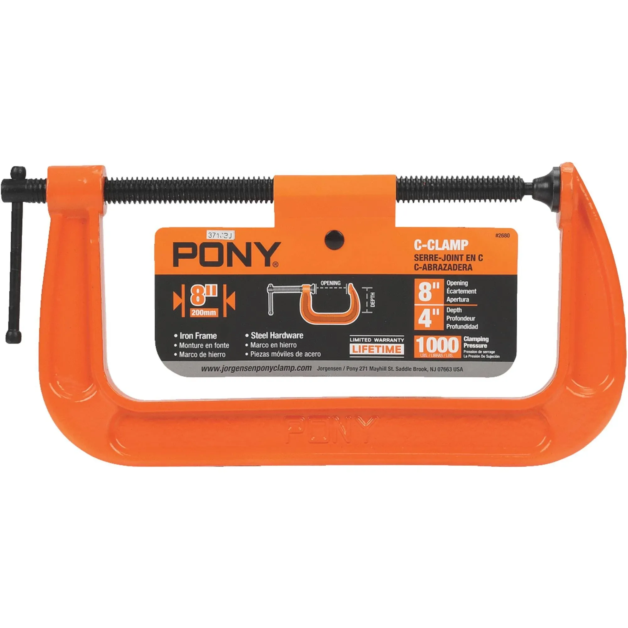 Pony Jorgensen 2680 8-Inch C-Clamp, Orange