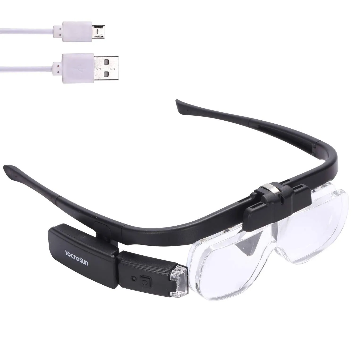 Rechargeable Head Magnifier Glasses, Hands Free Head Mount Magnifier with 3 D...