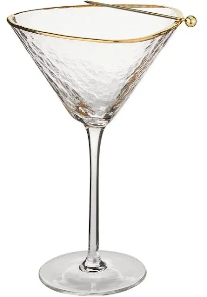 Sister.ly Drinkware Handmade Hammered Martini Glasses with Gold Rim - Set of ...