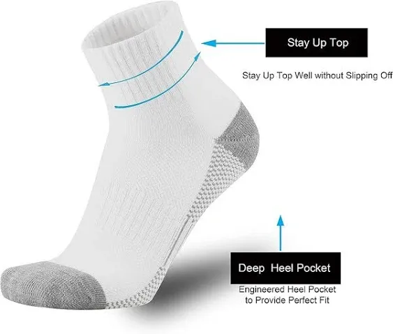 ONKE Cotton Low Cut Quarter Socks for Men Athletic Sport Work with Thick Cushion Moisture Control Anti Blisters Sweat Wicking