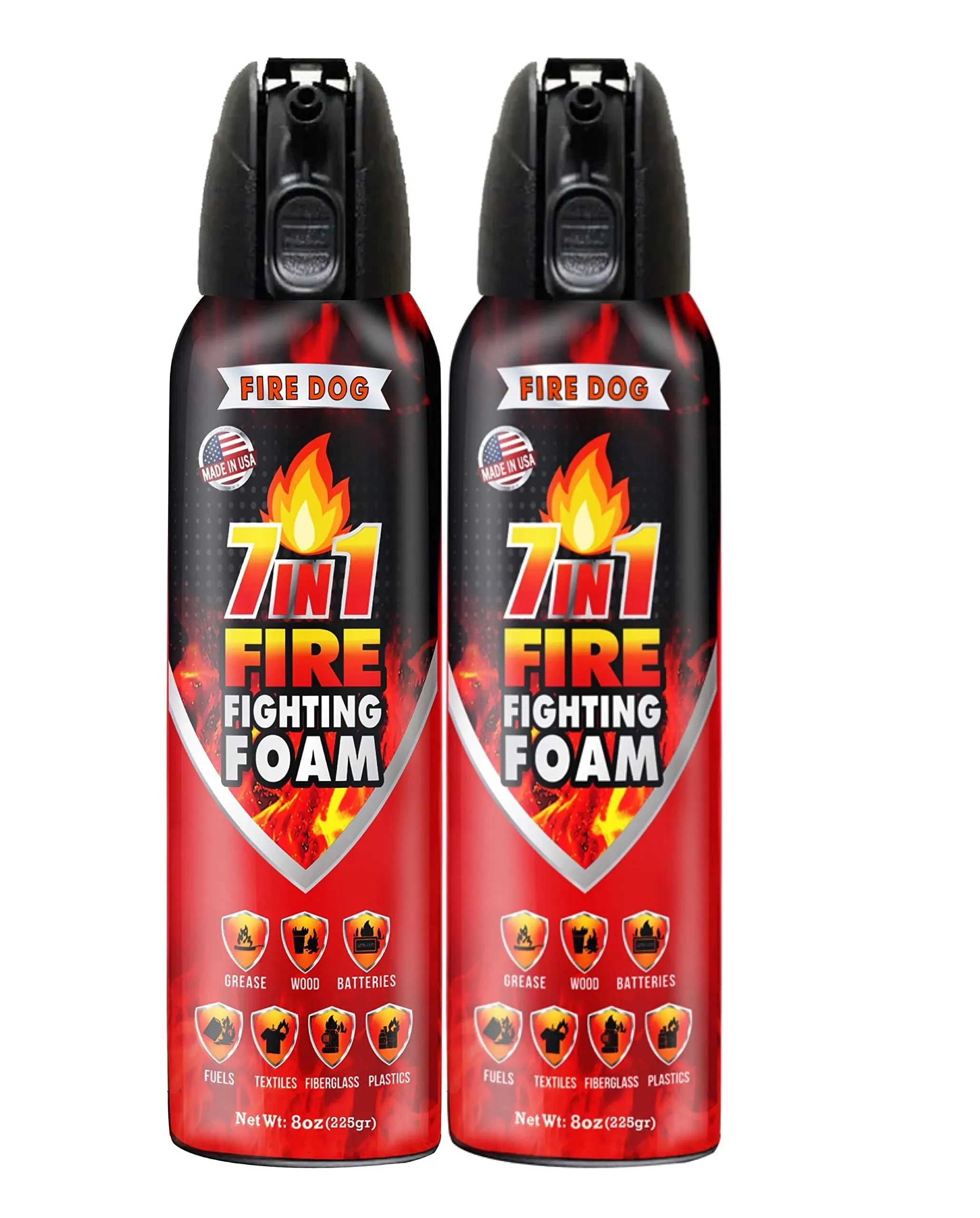 Fire Dog 7-in-1 Fire Fighting Foam Spray – Safe, Fast, Easy - Tackle 7 types of fires in seconds - Best small fire spray for Kitchen, Home, Work - USA made with UL, NSF, non-toxic