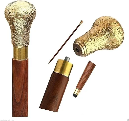 Brass Walking Stick Solid Vintage Designer Head Wooden Cane Antique Style Black Wooden Premium Quality Best for Gifts