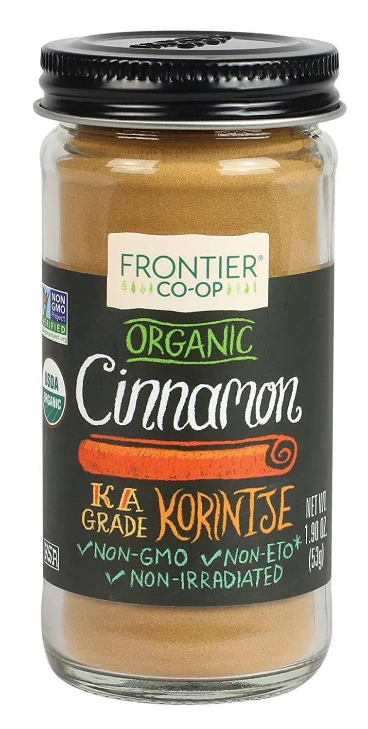 Frontier Co-op Organic Ground Cinnamon, 1.9 Ounce Bottle, Gourmet Quality Cinnamon, Full Balanced Spicy Flavor, Kosher