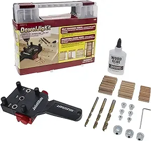 Dowel Jig Kit 1/4 in. 5/16 in. 3/8 in. Complete Doweling Jig Kit Includes Dowel Pins, Drill Bits, Depth Stops, Glue