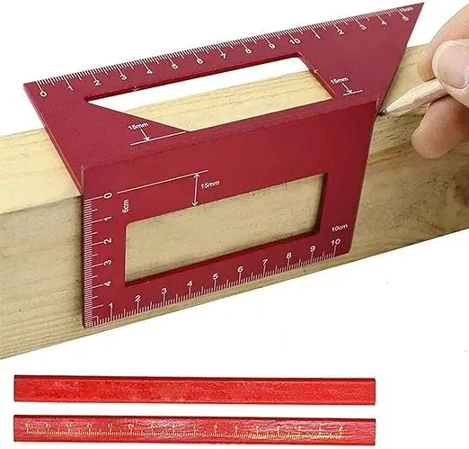 Aluminum Alloy Square For Woodworking Miter Scriber T Ruler 45/90 Degree Angle R