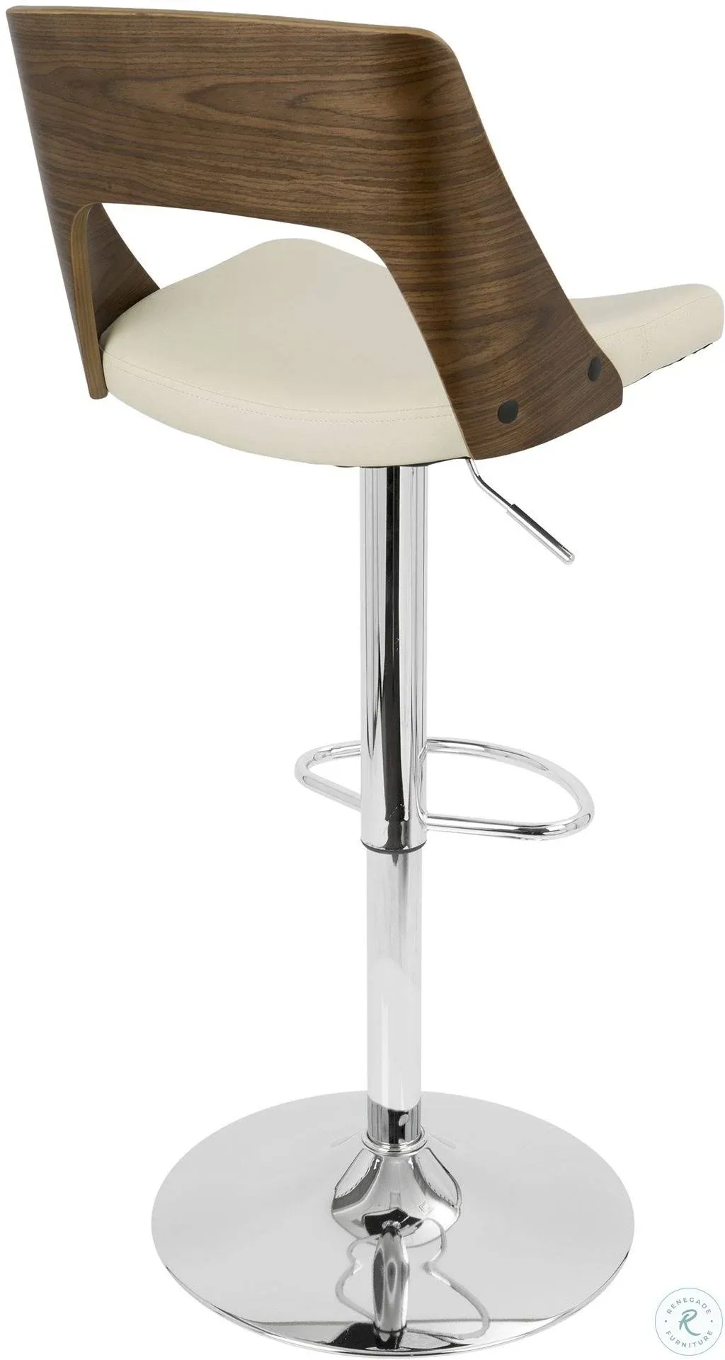 LumiSource Valencia Adjustable Swivel Barstool in Cream/Walnut