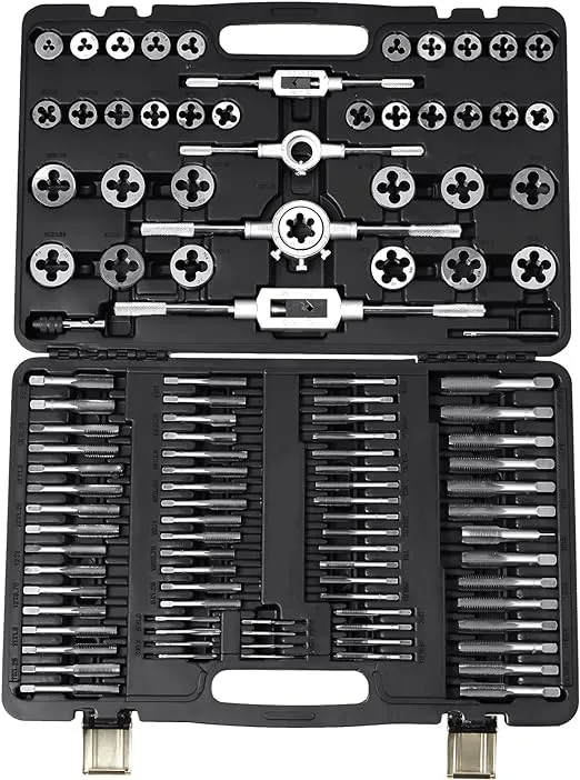 VEVOR Tap and Die Set, 40-Piece Include SAE Size NC/NF/NPT, Bearing Steel Taps and Dies, Essential Threading Tool for Cutting External Internal Threads, with Complete Accessories and Storage Case