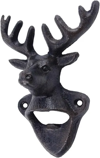 Metal Wall Mount Buck Deer Beer/Soda Bottle Opener Hunting Cabin Bar/Pub Decor