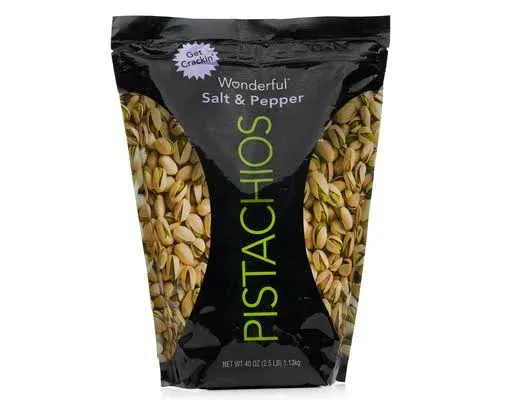 Wonderful Salt & Pepper Pistachios - 40 oz bag