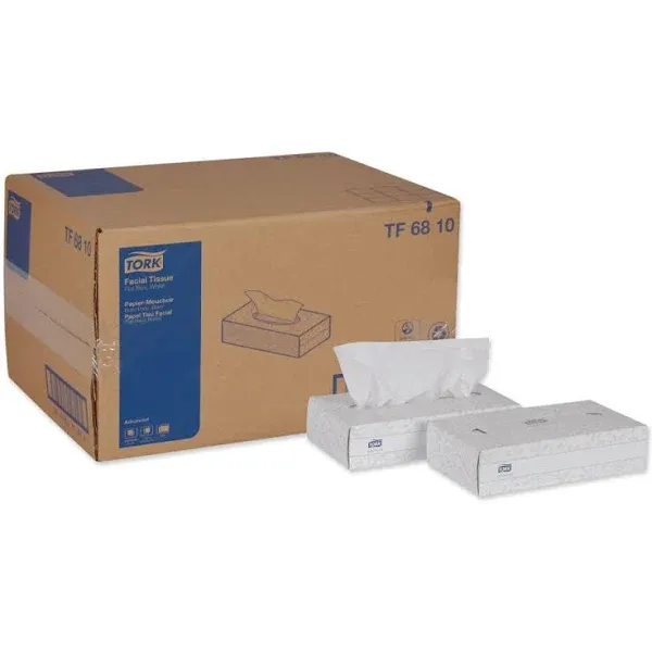 Pañuelos faciales Tork Advanced TF6810, caja plana, doble capa, 8.2 pulgadas de ancho x 7.9 pulgadas de largo, color blanco (paquete de 30 cajas, 100 pañuelos por caja, 3,000 hojas)