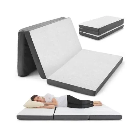 Allsett Health Tri Folding Mattress With Memory Foam Layer: White  Full