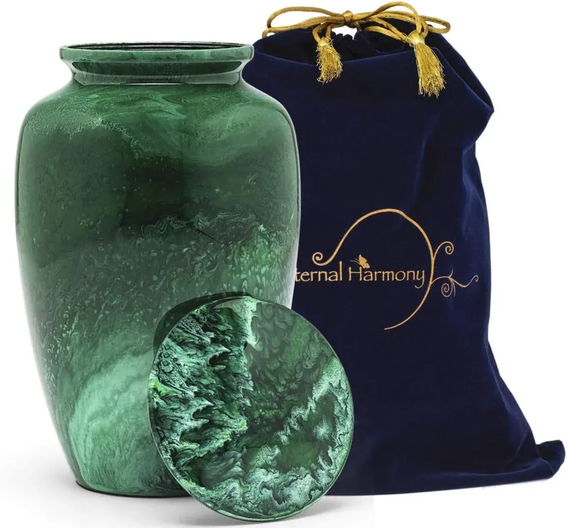 Eternal Harmony Cremation Urn for Human Ashes | Memorial Large, Green Milo 