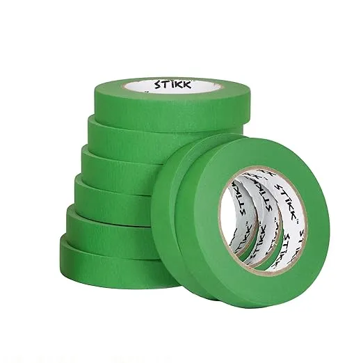 STIKK Painters Tape - 8pk Green Painter Tape - 1 inch x 60 Yards - Paint Tape for Painting, Edges, Trim, Walls, Ceilings, Finishing - Masking Tape for DIY Paint Projects - Residue-Free Painting Tape