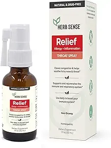 Herb Sense - Relief Allergy + Inflammation Throat Spray - Natural Immune Support ...