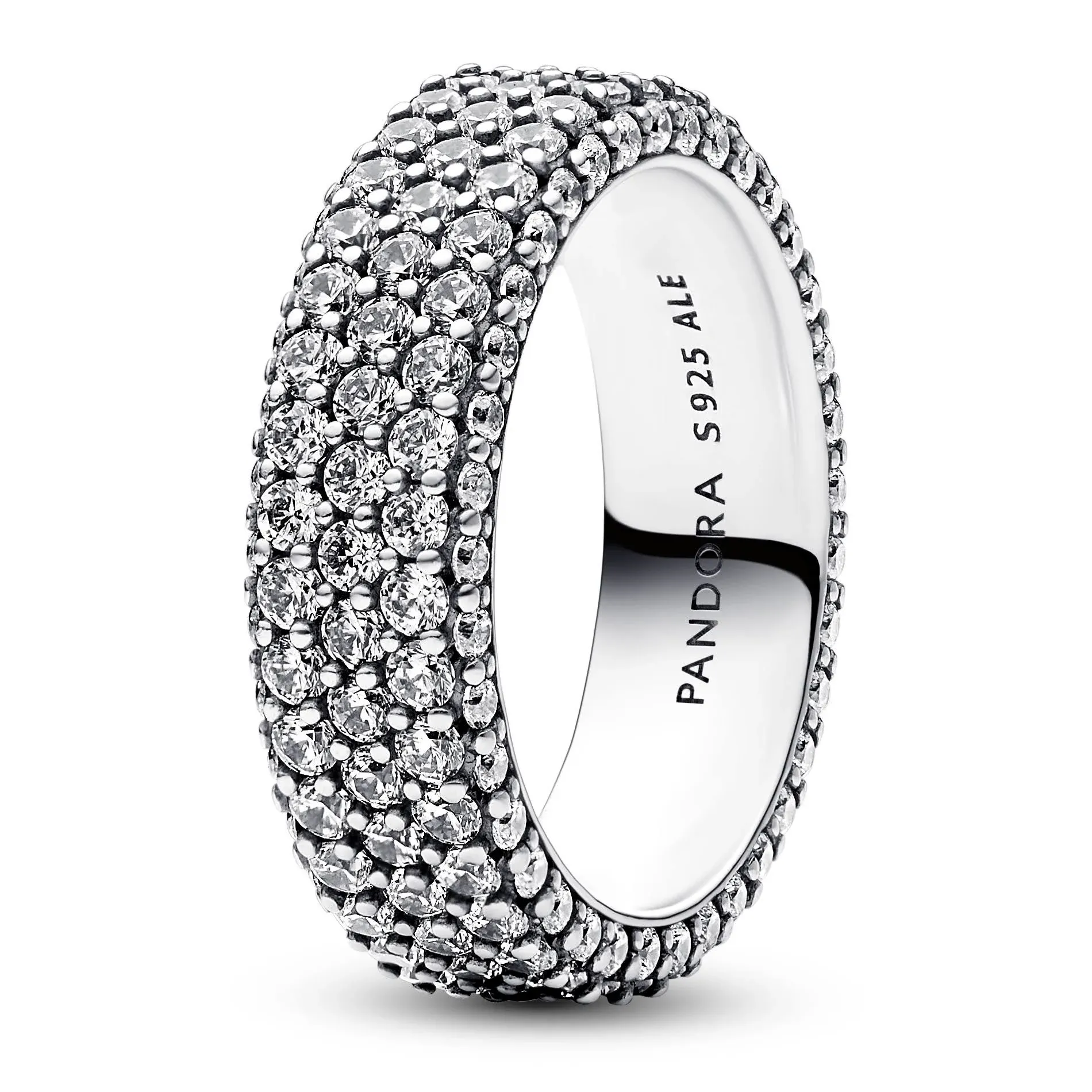 Pandora Sterling Silver Cubic Zirconia Timeless Pavé Triple- Row Ring