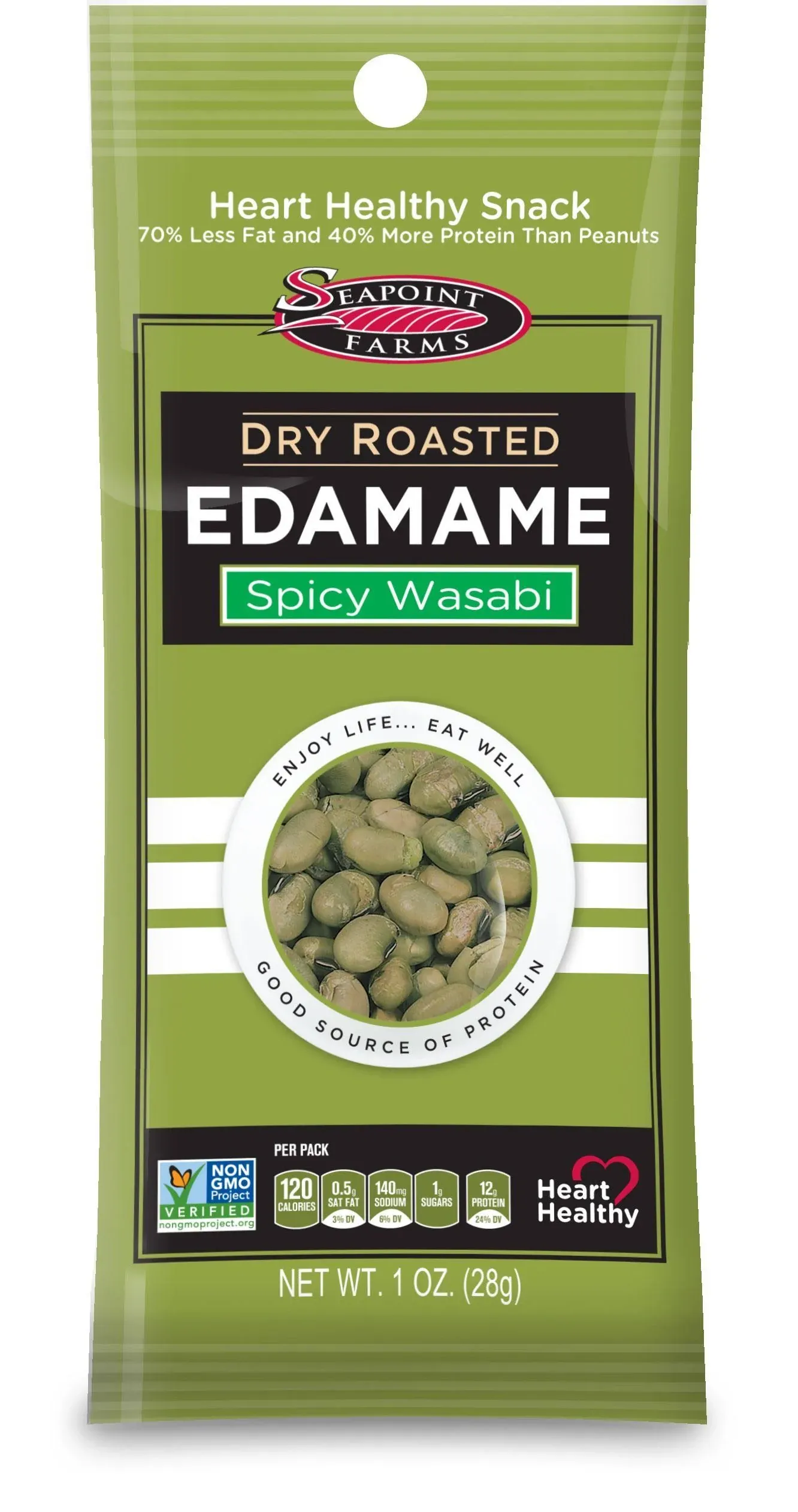 (Pack of 12) Seapoint Farms Dry Roasted Edamame Spicy Wasabi, 3.5 oz