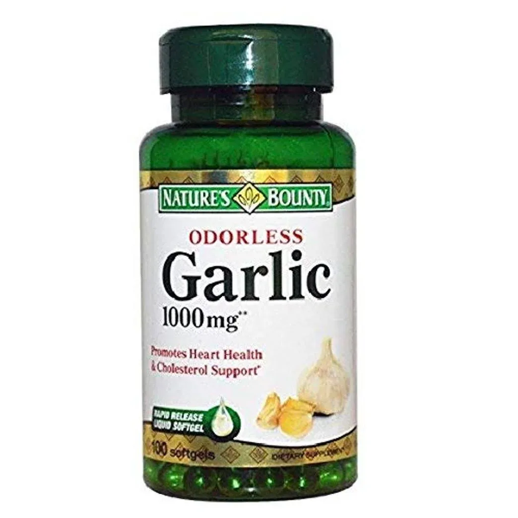 Nature's Bounty Garlic Extract 1000 mg, 100 Rapid Release Softgels (Pack of 2)