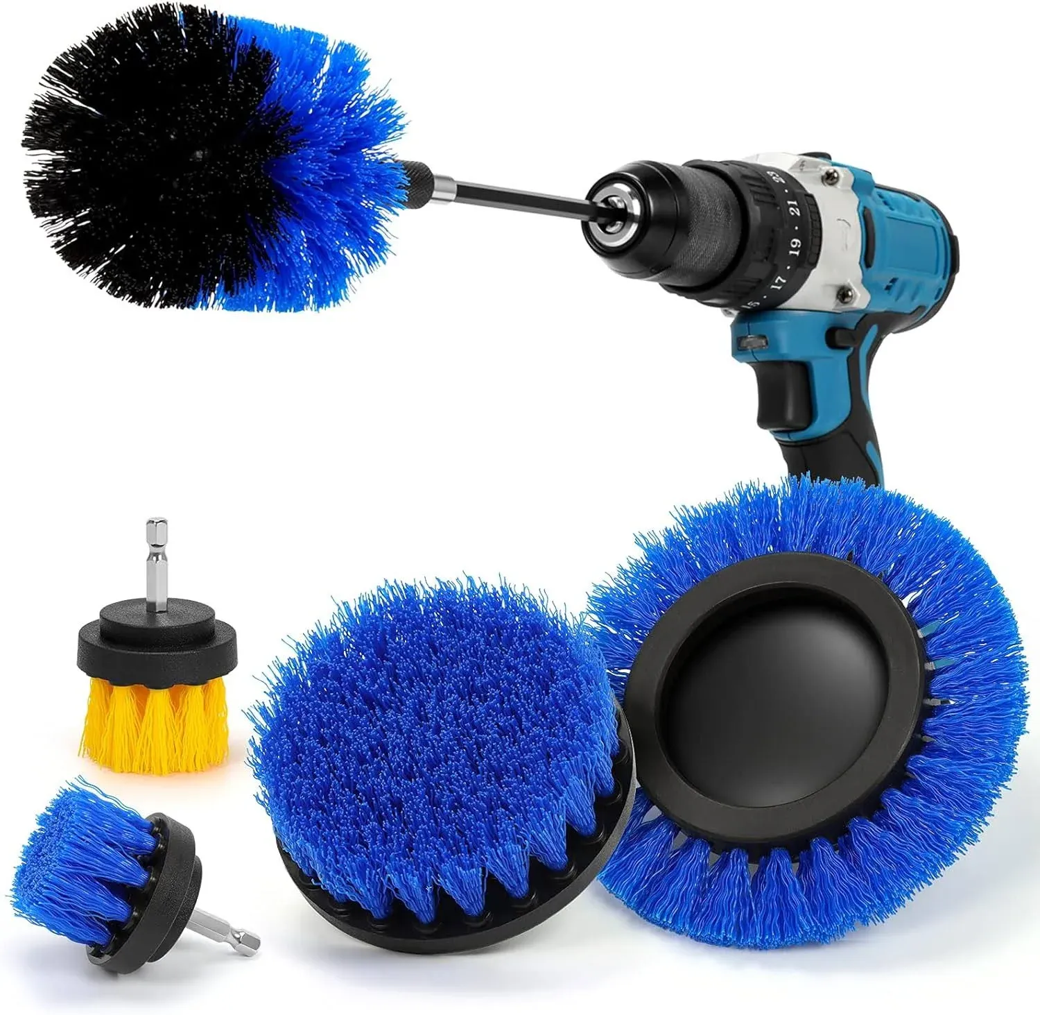 AstroAI Drill Brush Attachment Set 6pack, Power Scrubber Cleaning Kit for Bathroom Surfaces, Car Detailing, Shower, Blue, Size: 6-Pack