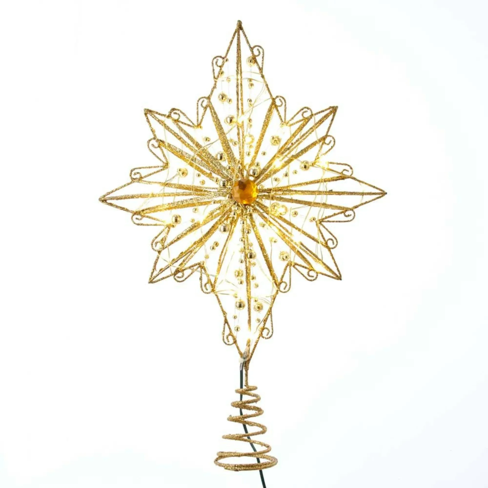 Kurt Adler 15.5" 30-Light Fairy Light Silver Star Treetop