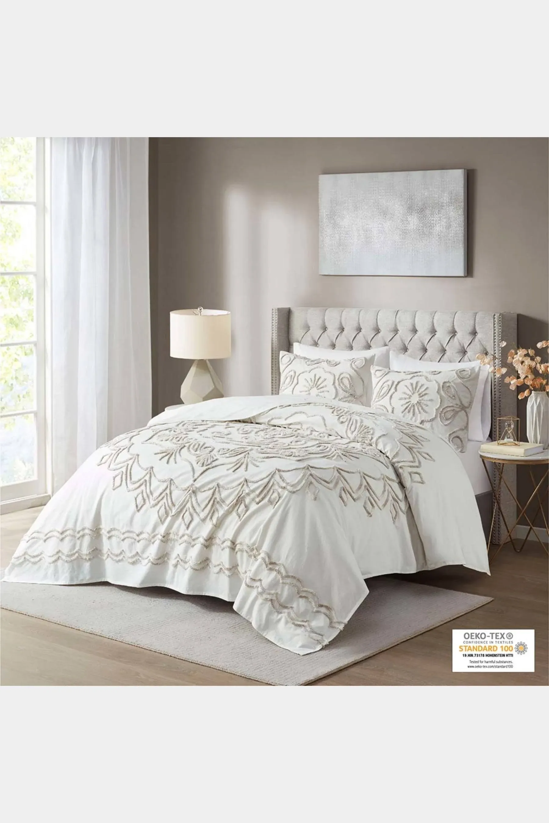 Madison Park - Violette 3 Piece Tufted Cotton Chenille Coverlet Set - Full/Queen ...