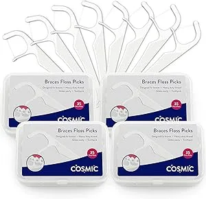 Orthodontic Flossers for Braces | Floss Picks with Shred-Resistant Unwaxed Dental Floss in Dental Hygiene Kit for Kids and Adults (Set of 4 x 35 pcs)