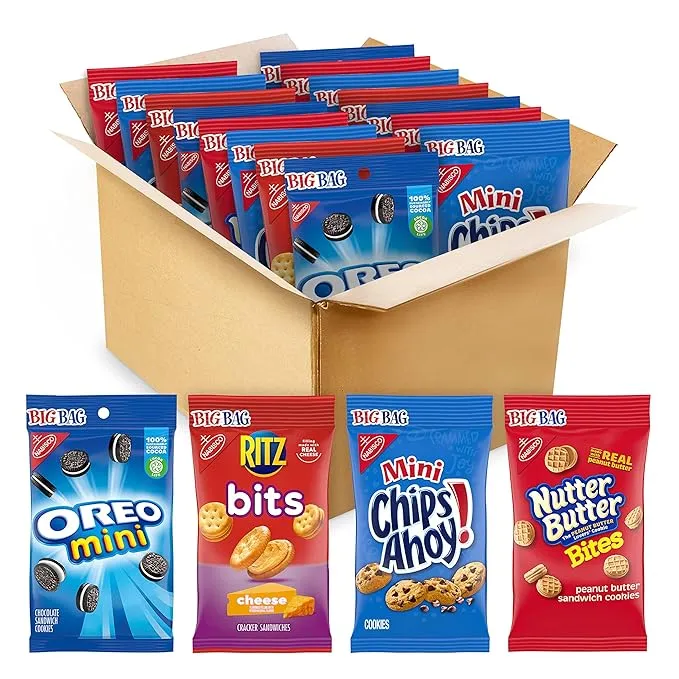 OREO Mini Cookies, CHIPS AHOY! Mini Cookies, Nutter Butter Bites, RITZ Bits Cheese Crackers & Teddy Grahams Cinnamon, School Lunch Box Snacks, 15 Big Bags