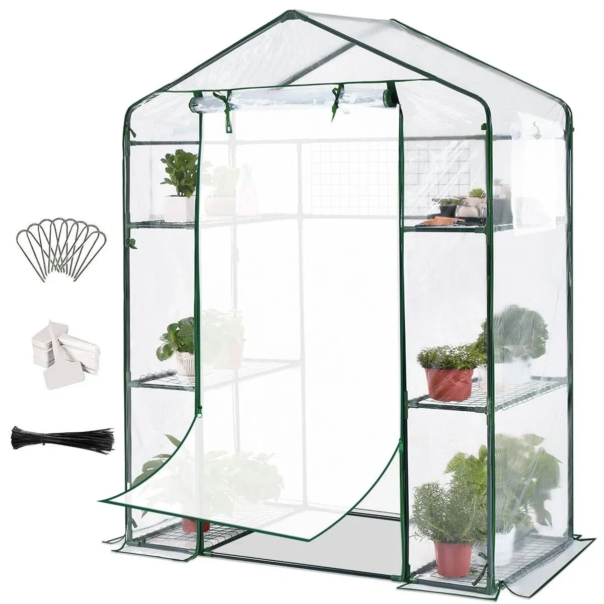 Quictent Mini Walk-In Greenhouse 3 Tiers 6 Shelves Plants Garden Green House for ...