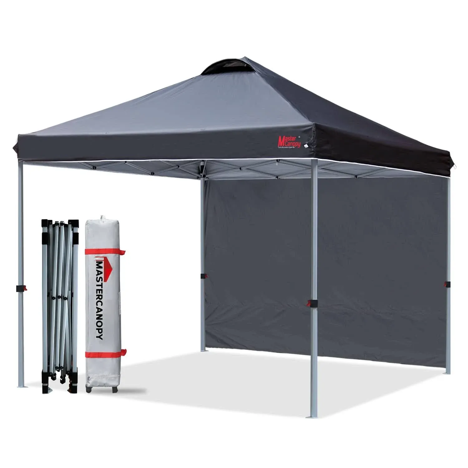 Leisure Sports 6.6x6.6/8x8 Durable EZ Pop-Up Canopy Tent with 1 Sidewall-US 8x8 / Black