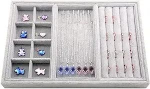  Velvet Drawer Jewelry Organizer Tray 4 in 1 Stackable Necklace Ring Jewelry 