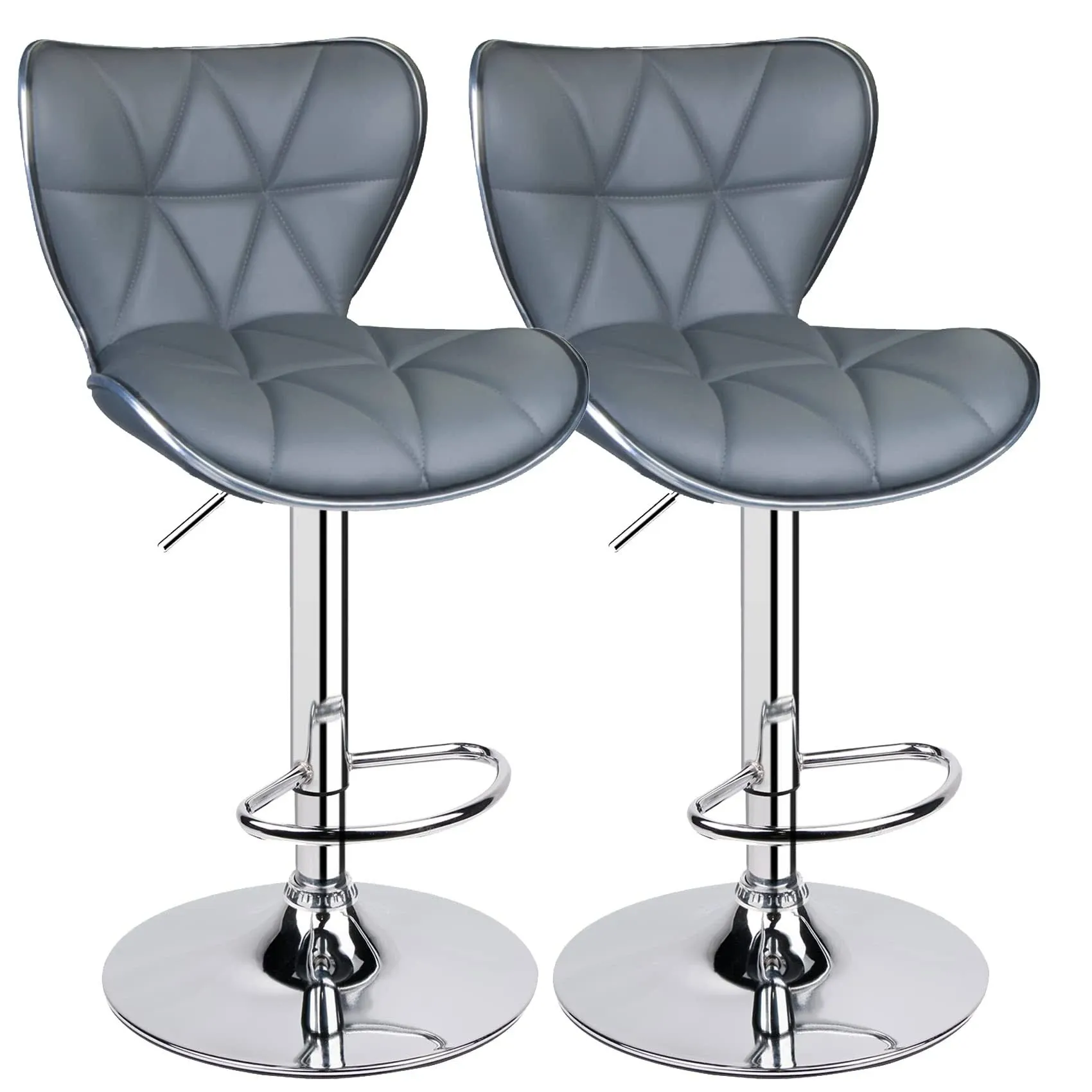 Leopard Shell Back Adjustable Swivel Bar Stools, PU Leather Padded with Back ...