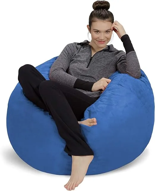 Sofa Sack - Plush, Ultra Soft Memory Foam Bean Bag Chair with Microsuede Cover - Stuffed Foam Filled Furniture and Accessories for Dorm Room - Charcoal 3'