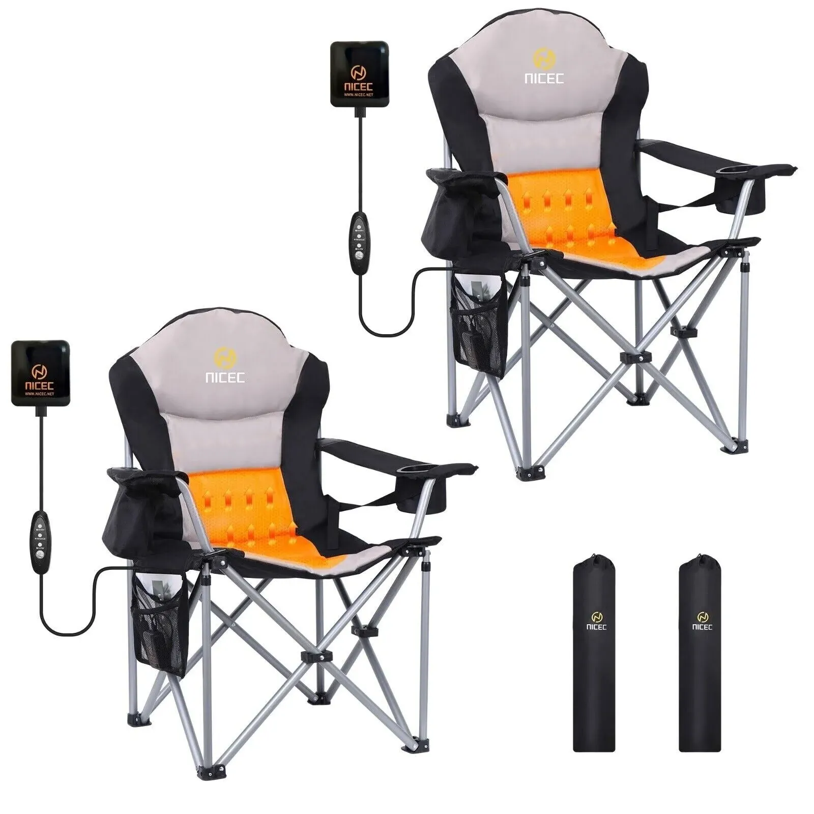 Heated Camping Chair, Heated Chair, Beach Chair, Folding Chair, Extra Wide ...