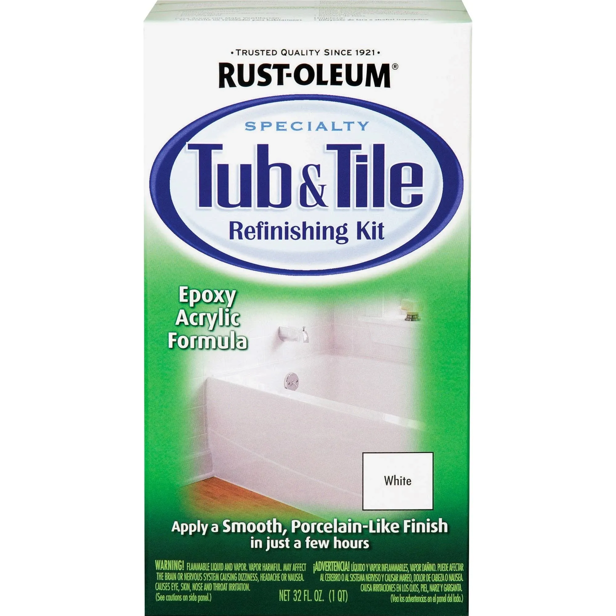 Rust-Oleum 7860519 Tub And Tile Refinishing 2-Part Kit White 32 Fl Oz NEW