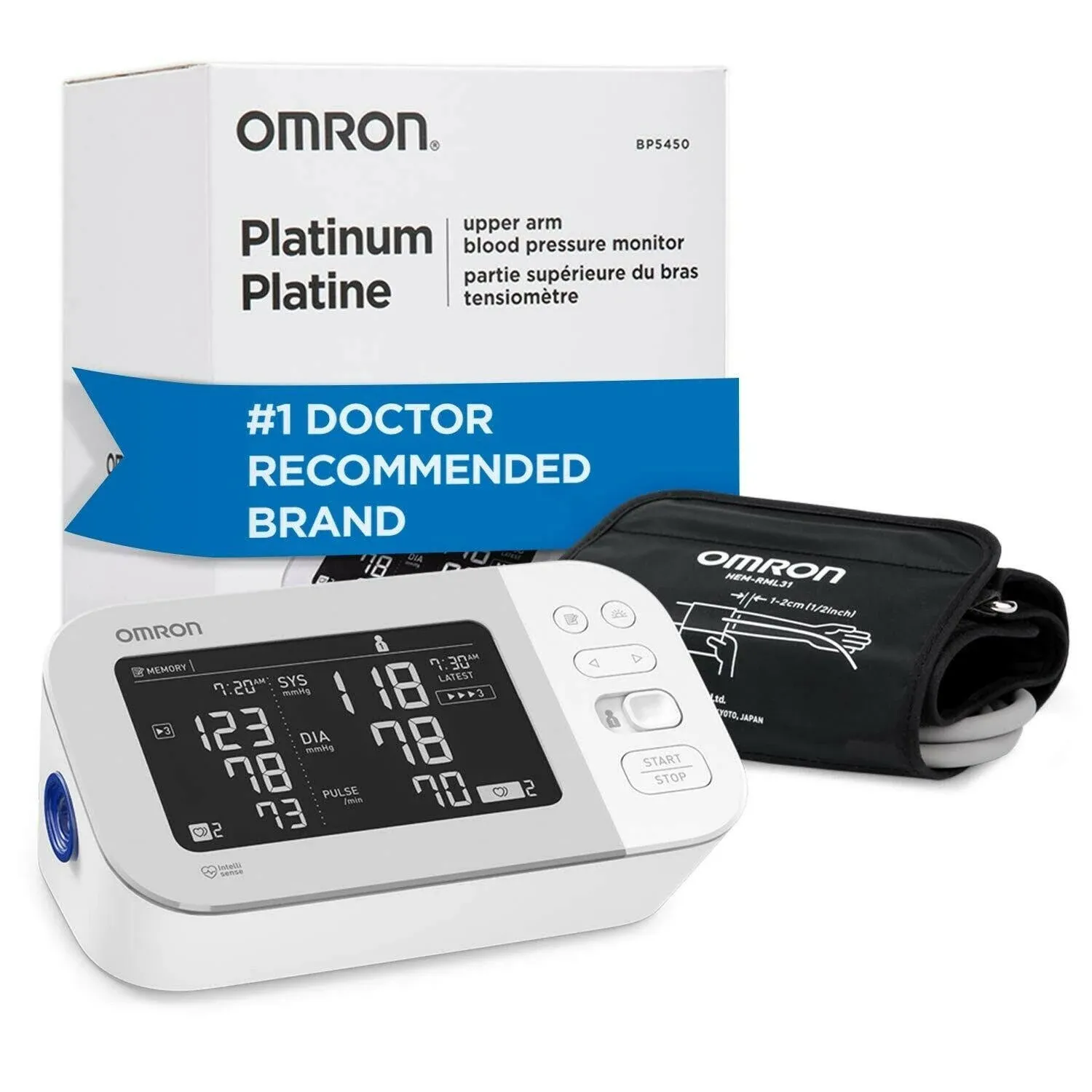 Omron Platinum Blood Pressure Monitor, Premium Upper Arm Cuff, Digital Bluetooth