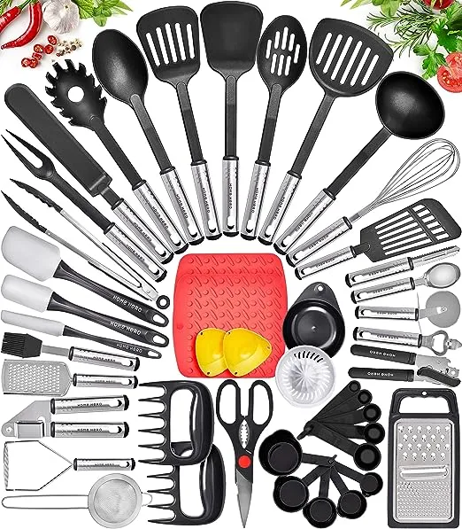 Home Hero 25-pcs Kitchen Utensils Set - Nylon & Stainless Steel Cooking Utensils Set with Spatula - Kitchen Gadgets & Kitchen Tool Gift Set