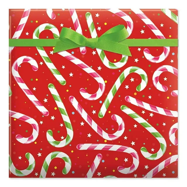 Current Candy Cane Joy Christmas Rolled Wrapping Paper - Premium Jumbo 23-Inch x 32-Foot Gift Wrap Roll, 61 Square Feet Total