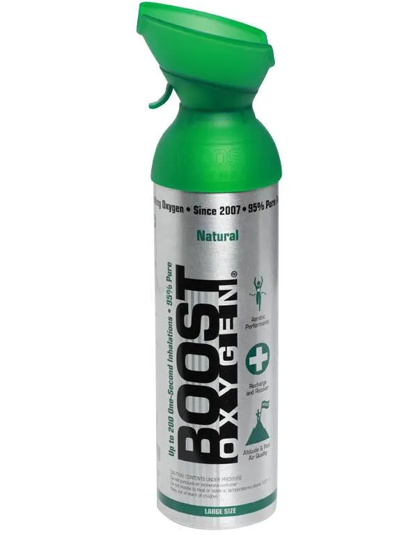 Boost Oxygen 10 Liter Canned Oxygen Bottle w/Mouthpiece, Natural (4 Pack)