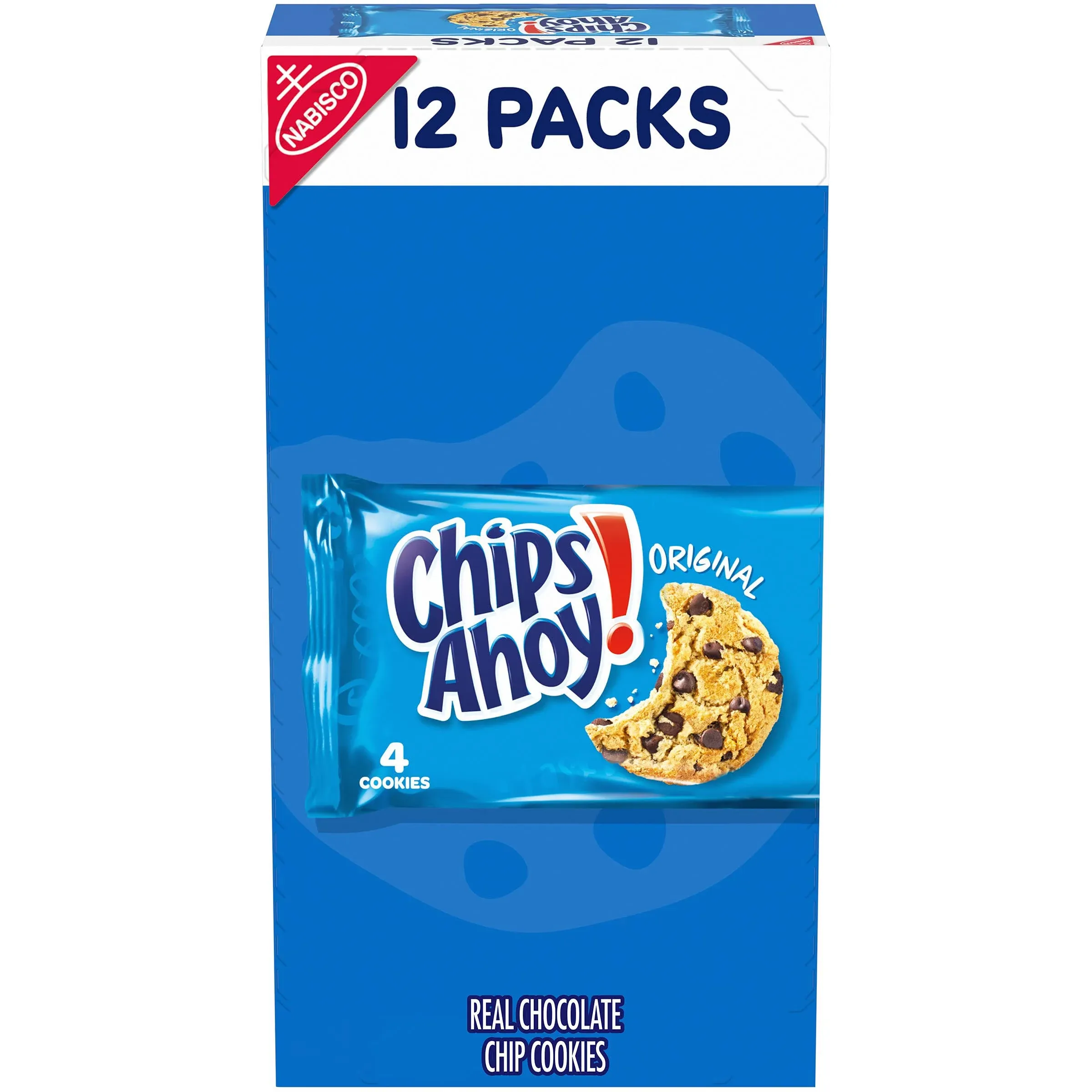 CHIPS AHOY! Galletas originales con chispas de chocolate, 24 paquetes en total, 4 cajas (4 galletas por paquete)