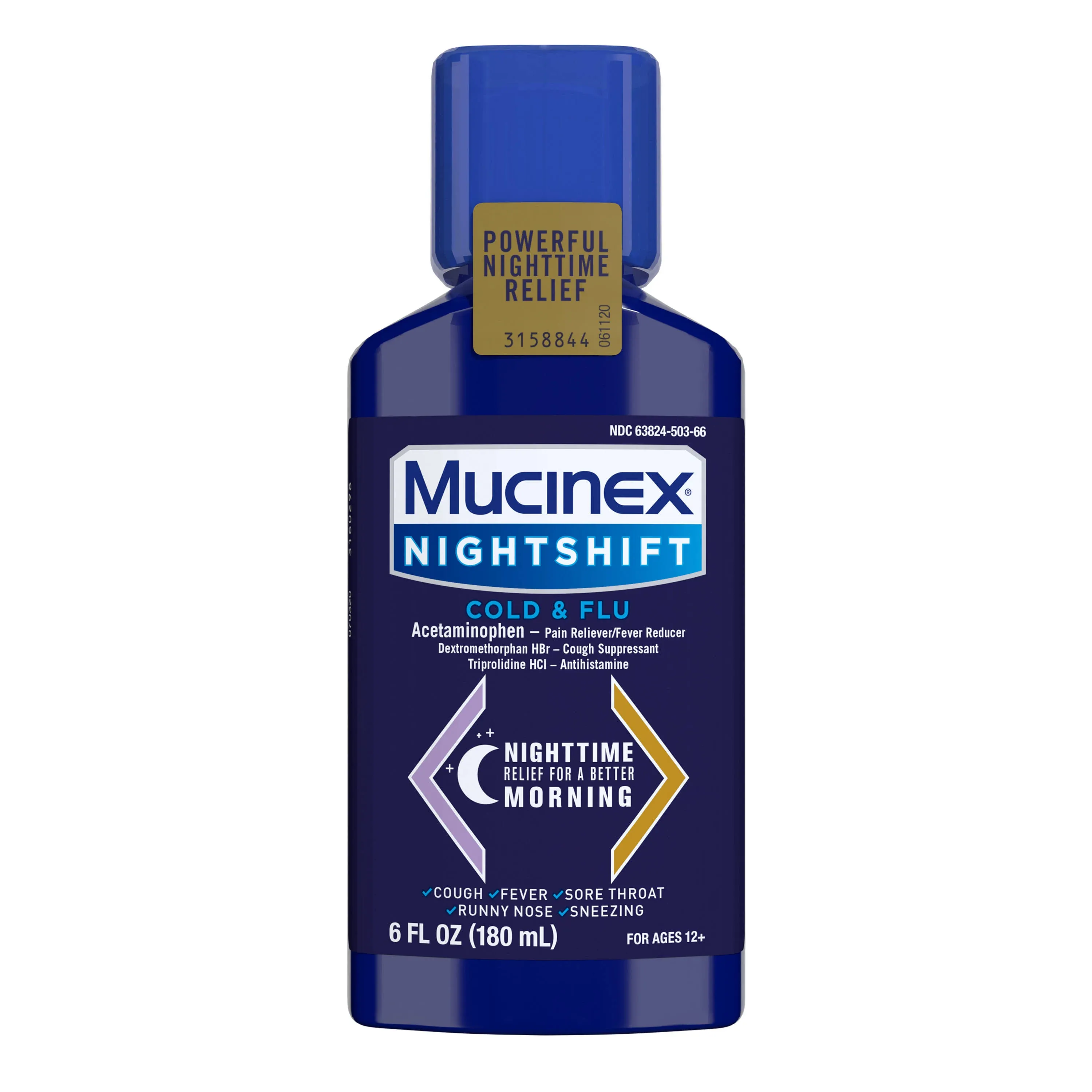 Mucinex Nightshift Cold & Flu Medicine Night Time Relief Liquid -  6 Fl. Oz.