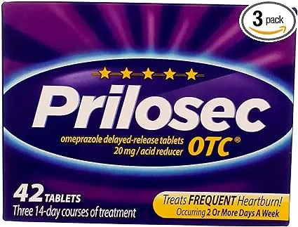 Prilosec 20.6 mg OTC, 42 Tablets (Pack of 3)