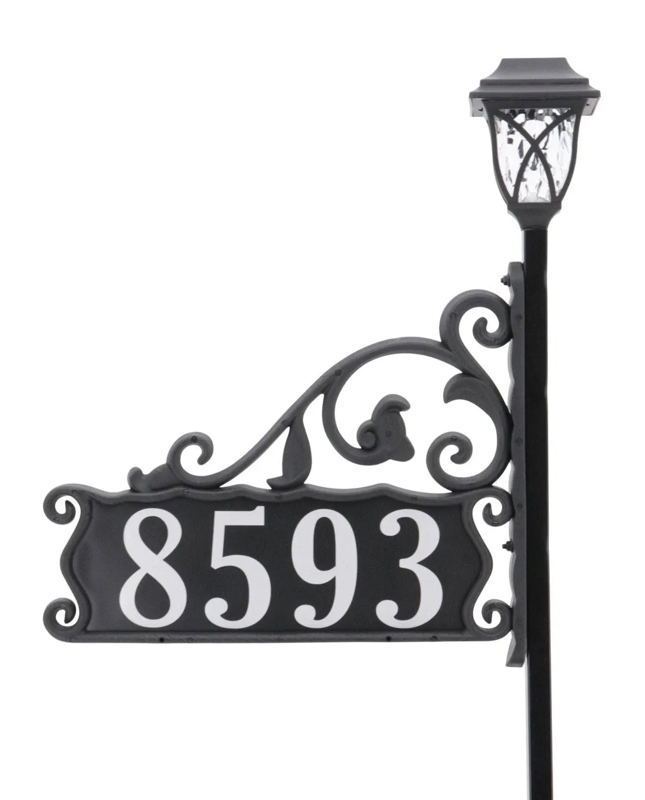 USA Handcrafted, Double-Sided Reflective Boardwalk Address Sign with Solar Light ...