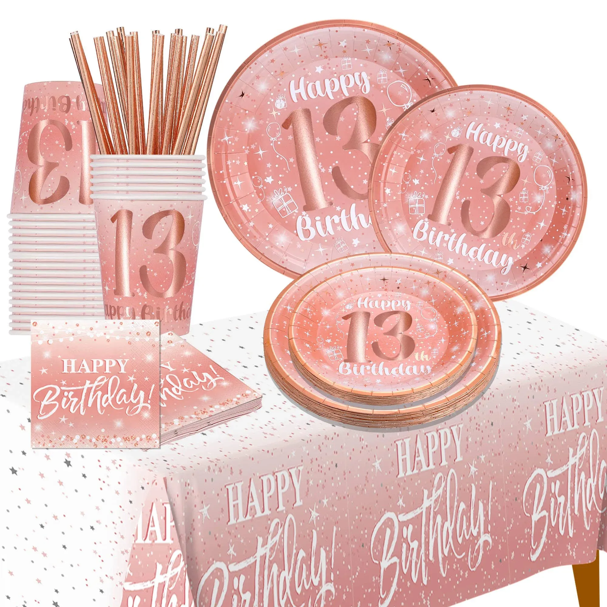 13th birthday decorations for girls - (Total 121pcs) rose gold Birthday suppl...