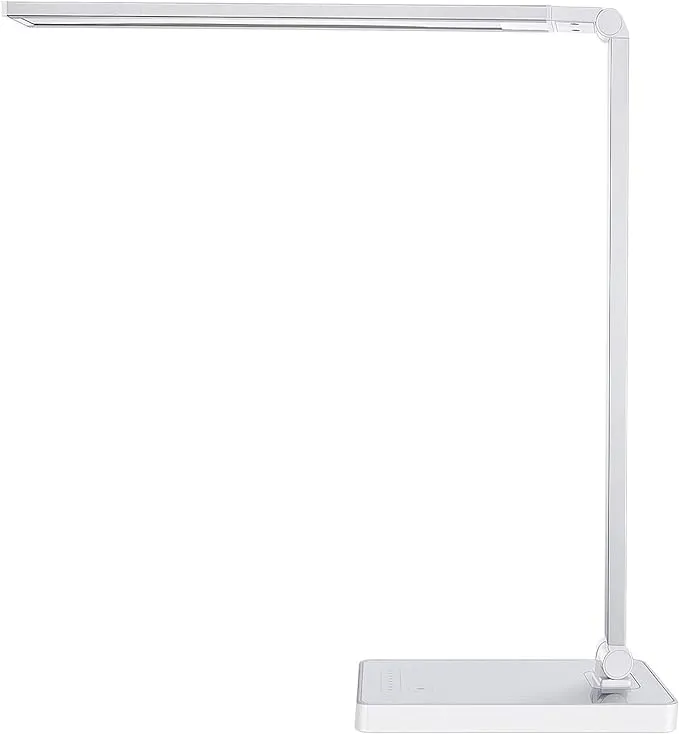 PHIVE Dimmable LED Desk Lamp with Fast Charging USB Port, Touch Silver 