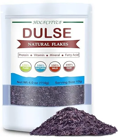 HOLFLYING Natural Dulse Flakes, 100% Pure Sea Vegetables, No Gmo, Sun Dried (Dulse Flakes-4oz,114g)